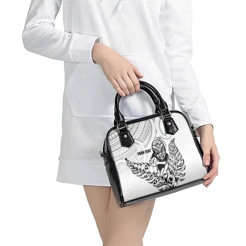 New Zealand Silver Fern Rugby Custom Shoulder Handbag Maori Tiki White Version