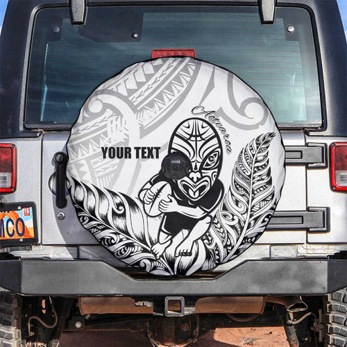 New Zealand Silver Fern Rugby Custom Spare Tire Cover Maori Tiki White Version
