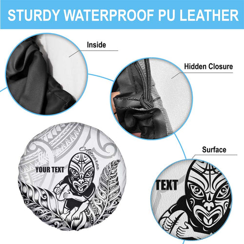 New Zealand Silver Fern Rugby Custom Spare Tire Cover Maori Tiki White Version