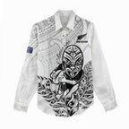 New Zealand Silver Fern Rugby Custom Women Casual Shirt Maori Tiki White Version