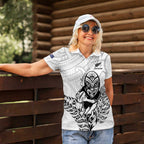 New Zealand Silver Fern Rugby Custom Women Polo Shirt Maori Tiki White Version