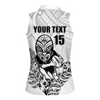 New Zealand Silver Fern Rugby Custom Women Sleeveless Polo Shirt Maori Tiki White Version