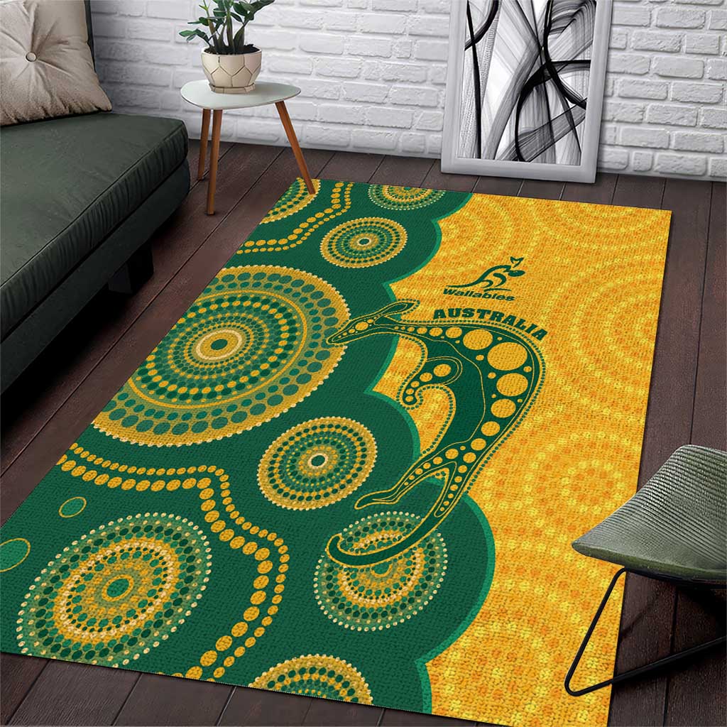 Australia Rugby Area Rug Go Wallabies Aboriginal Style