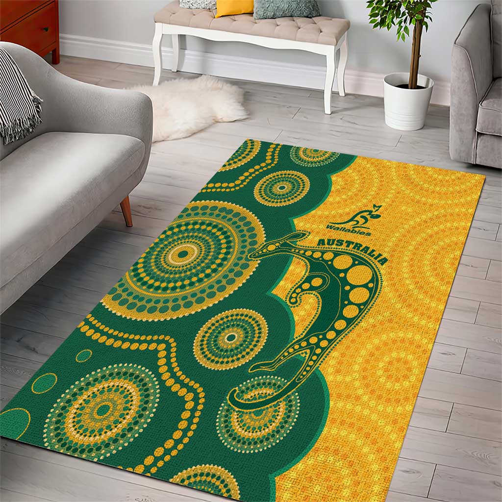 Australia Rugby Area Rug Go Wallabies Aboriginal Style