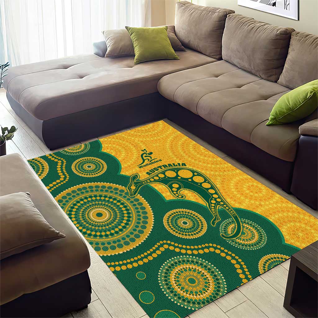 Australia Rugby Area Rug Go Wallabies Aboriginal Style