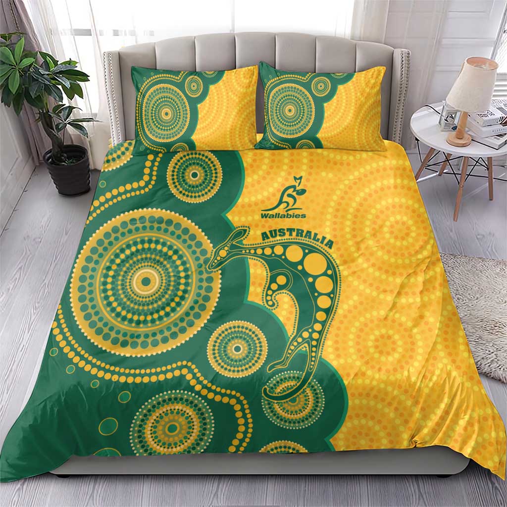 Australia Rugby Bedding Set Go Wallabies Aboriginal Style