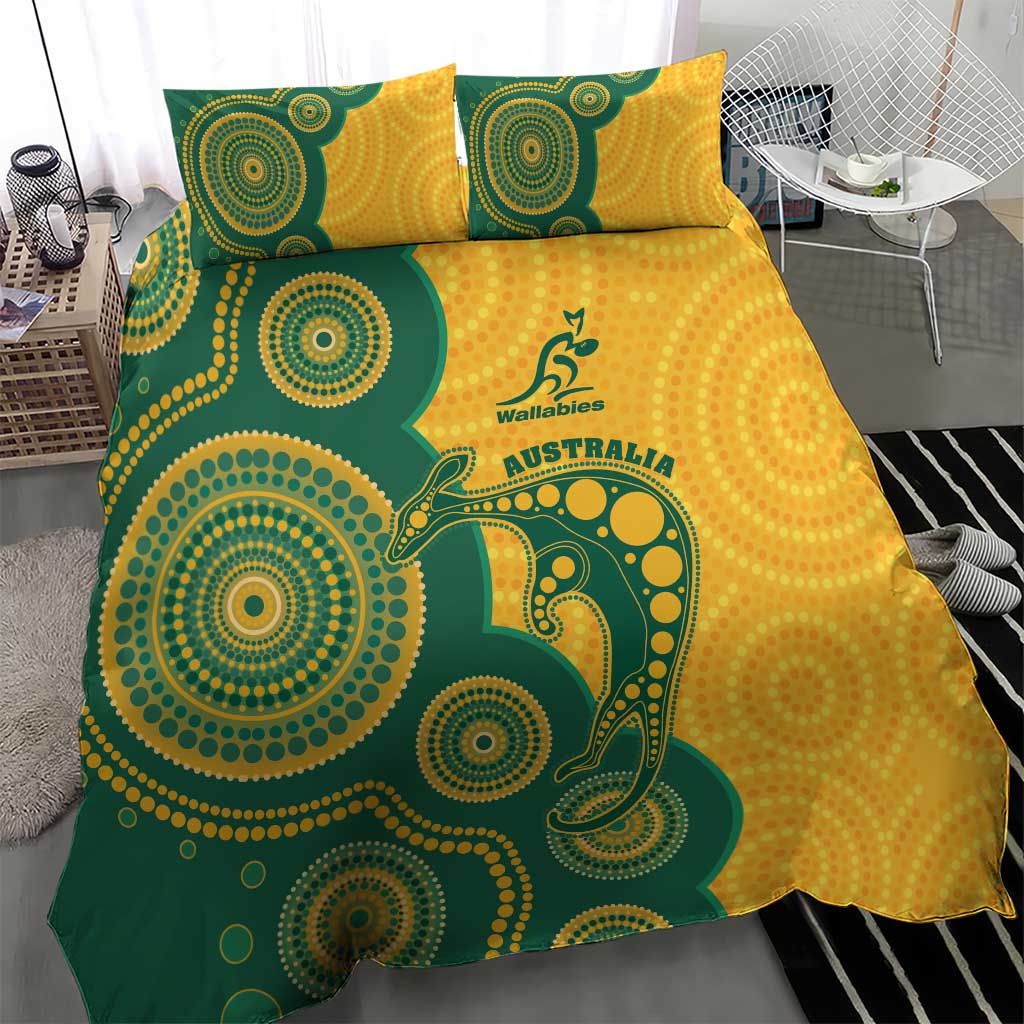 Australia Rugby Bedding Set Go Wallabies Aboriginal Style