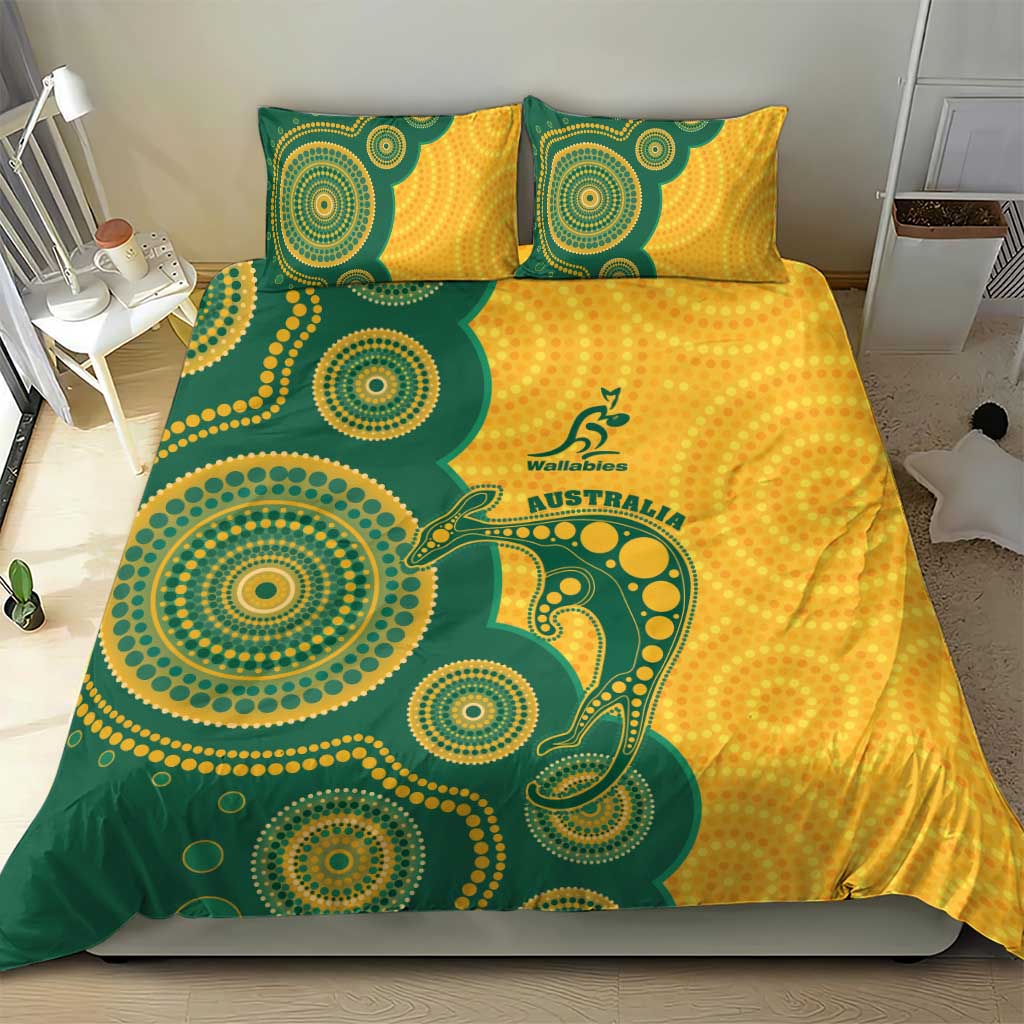 Australia Rugby Bedding Set Go Wallabies Aboriginal Style