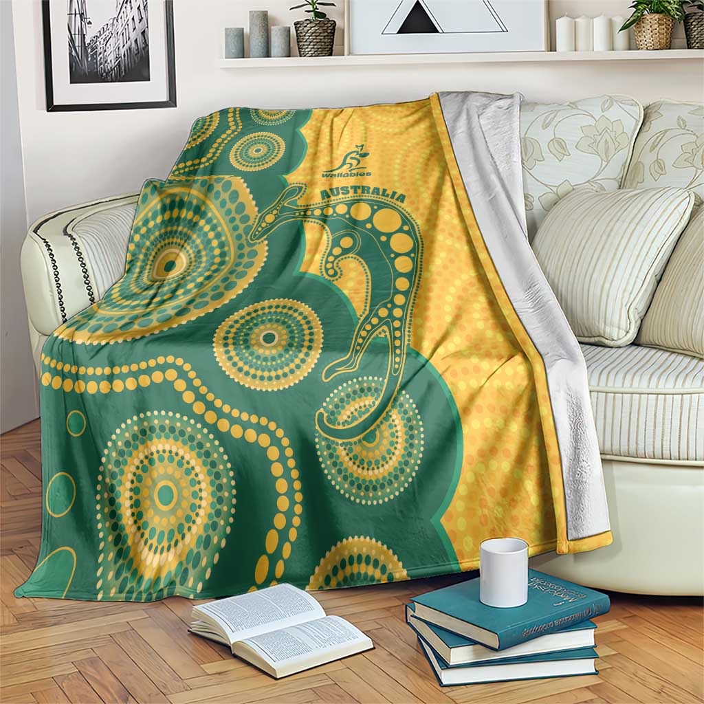 Australia Rugby Blanket Go Wallabies Aboriginal Style