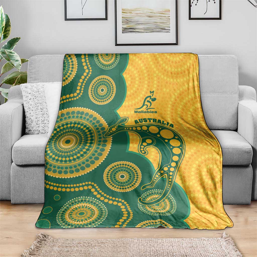 Australia Rugby Blanket Go Wallabies Aboriginal Style