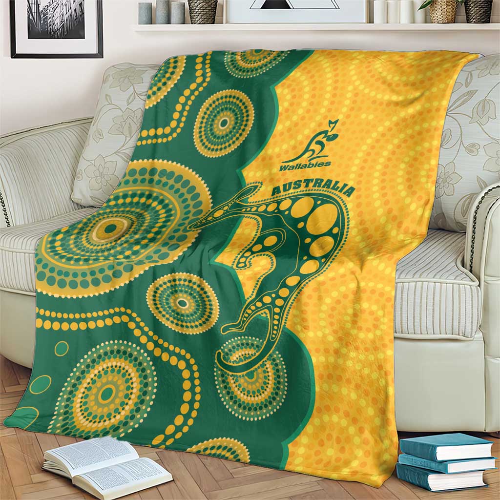 Australia Rugby Blanket Go Wallabies Aboriginal Style