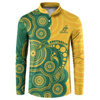 Australia Rugby Custom Button Sweatshirt Go Wallabies Aboriginal Style