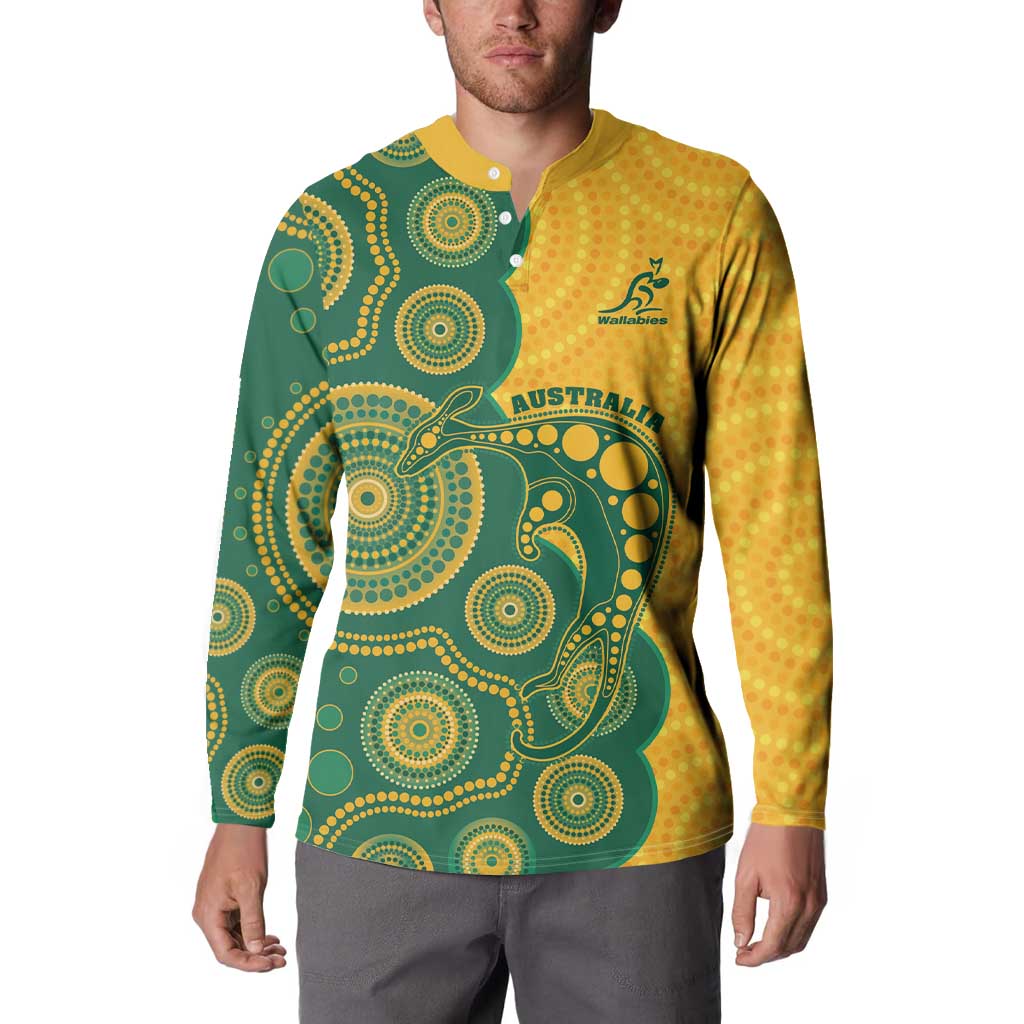 Australia Rugby Custom Button Sweatshirt Go Wallabies Aboriginal Style
