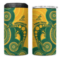 Australia Rugby Custom 4 in 1 Can Cooler Tumbler Go Wallabies Aboriginal Style