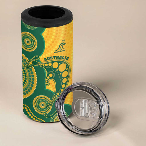 Australia Rugby Custom 4 in 1 Can Cooler Tumbler Go Wallabies Aboriginal Style