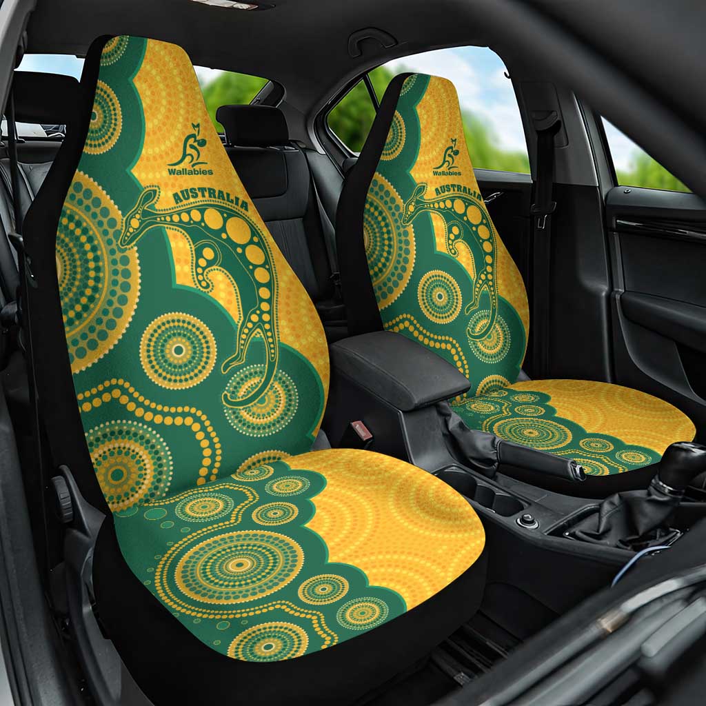 Australia Rugby Car Seat Cover Go Wallabies Aboriginal Style