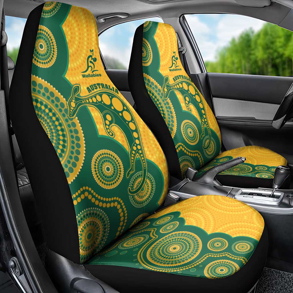 Australia Rugby Car Seat Cover Go Wallabies Aboriginal Style