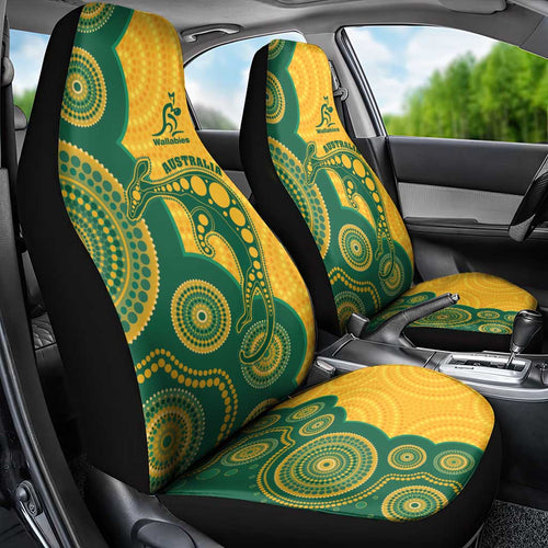Australia Rugby Car Seat Cover Go Wallabies Aboriginal Style