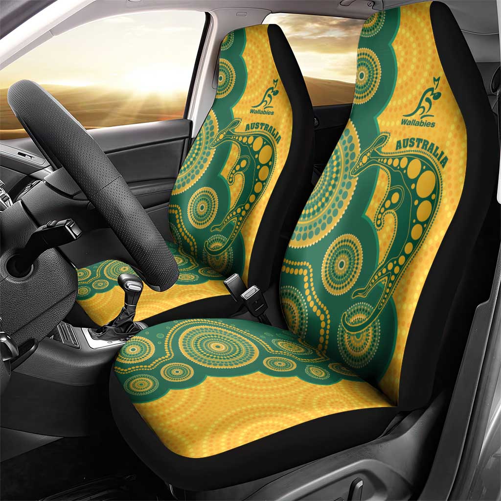 Australia Rugby Car Seat Cover Go Wallabies Aboriginal Style