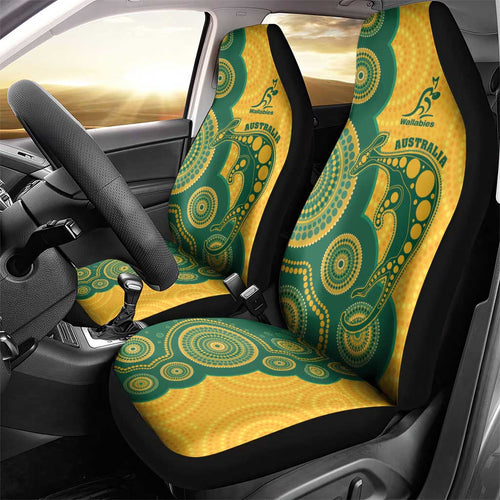 Australia Rugby Car Seat Cover Go Wallabies Aboriginal Style