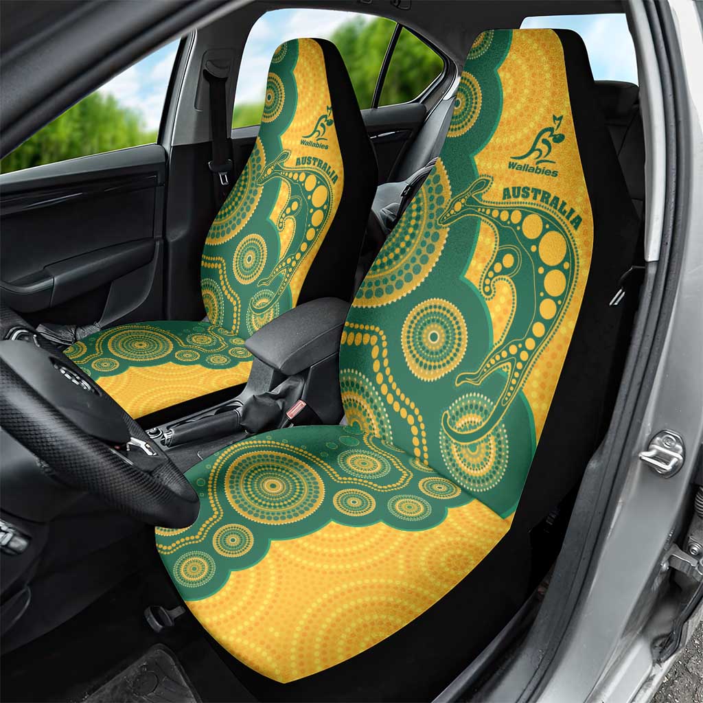 Australia Rugby Car Seat Cover Go Wallabies Aboriginal Style
