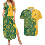 Australia Rugby Custom Couples Matching Summer Maxi Dress and Hawaiian Shirt Go Wallabies Aboriginal Style