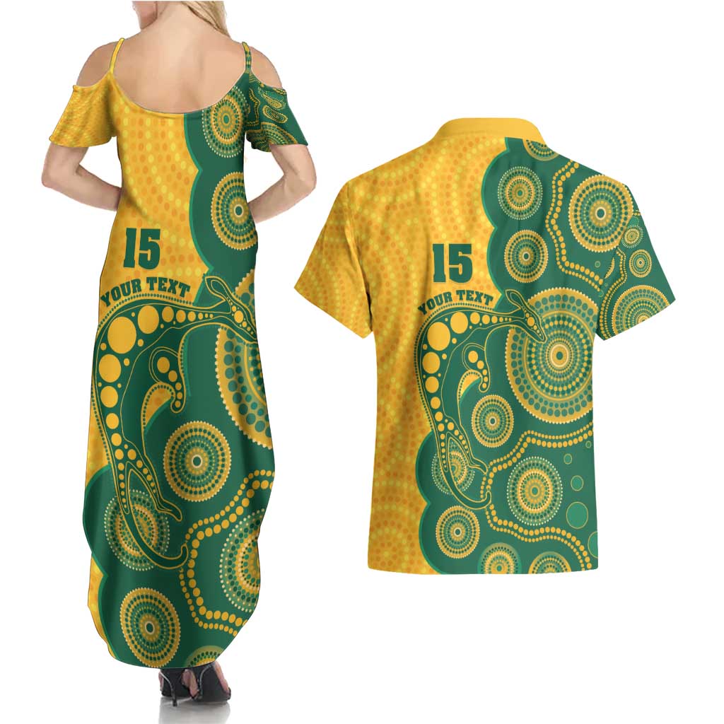 Australia Rugby Custom Couples Matching Summer Maxi Dress and Hawaiian Shirt Go Wallabies Aboriginal Style