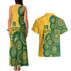 Australia Rugby Custom Couples Matching Tank Maxi Dress and Hawaiian Shirt Go Wallabies Aboriginal Style