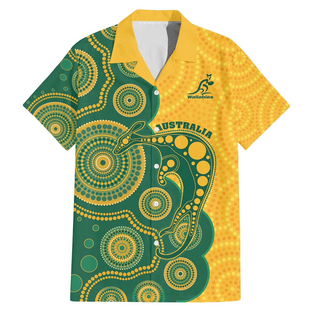 Australia Rugby Custom Family Matching Mermaid Dress and Hawaiian Shirt Go Wallabies Aboriginal Style