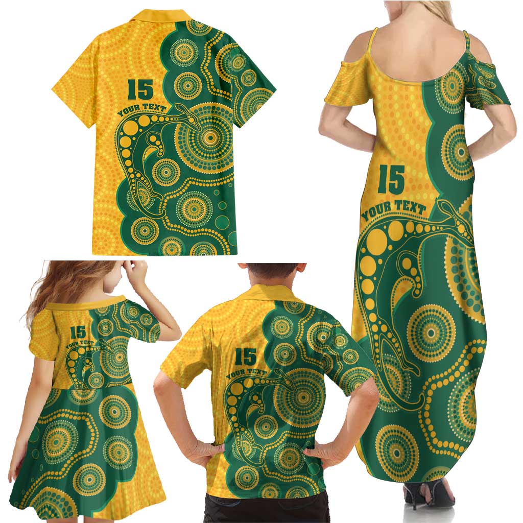 Australia Rugby Custom Family Matching Summer Maxi Dress and Hawaiian Shirt Go Wallabies Aboriginal Style
