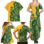 Australia Rugby Custom Family Matching Summer Maxi Dress and Hawaiian Shirt Go Wallabies Aboriginal Style