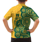 Australia Rugby Custom Family Matching Tank Maxi Dress and Hawaiian Shirt Go Wallabies Aboriginal Style
