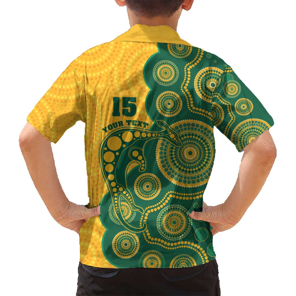 Australia Rugby Custom Family Matching Tank Maxi Dress and Hawaiian Shirt Go Wallabies Aboriginal Style