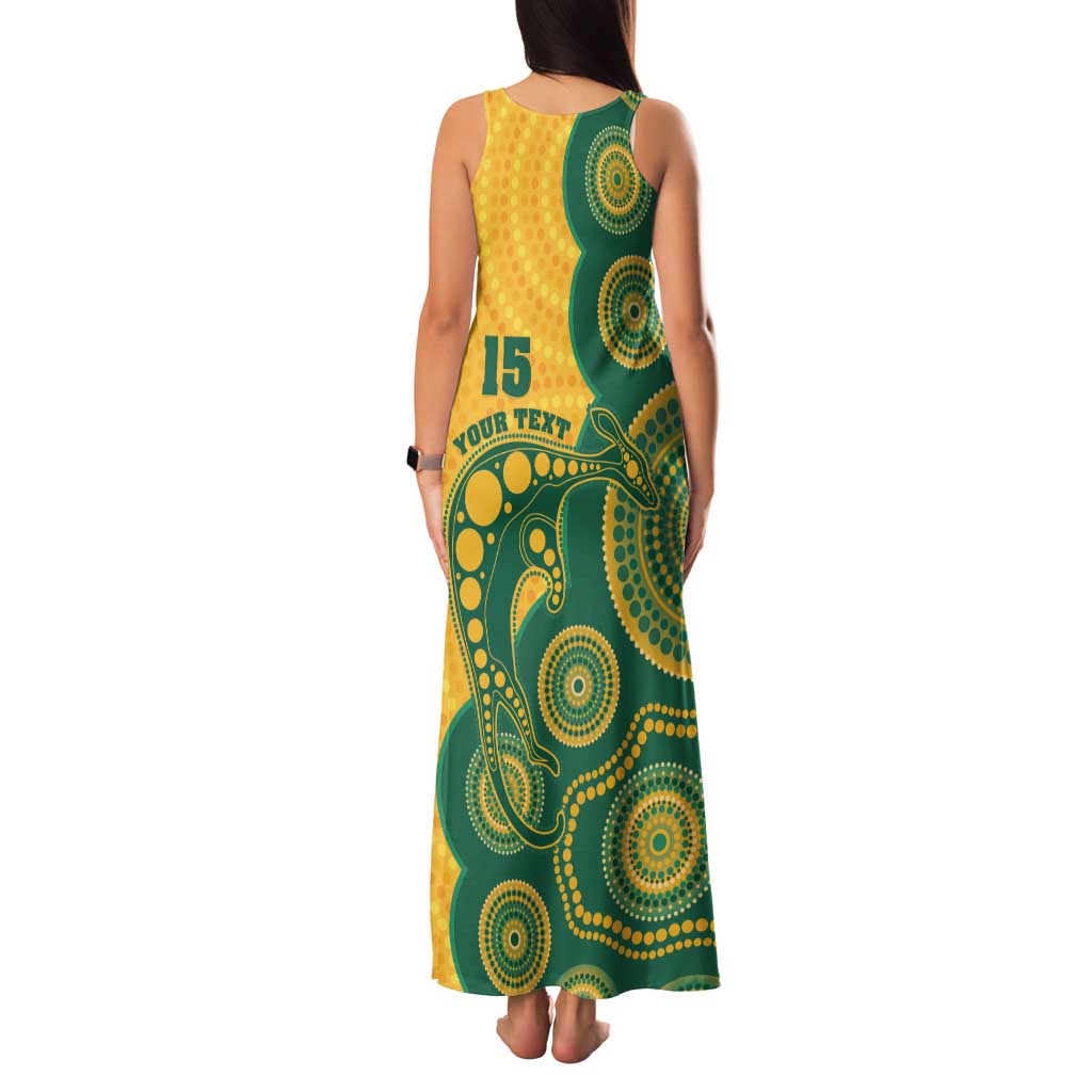 Australia Rugby Custom Family Matching Tank Maxi Dress and Hawaiian Shirt Go Wallabies Aboriginal Style
