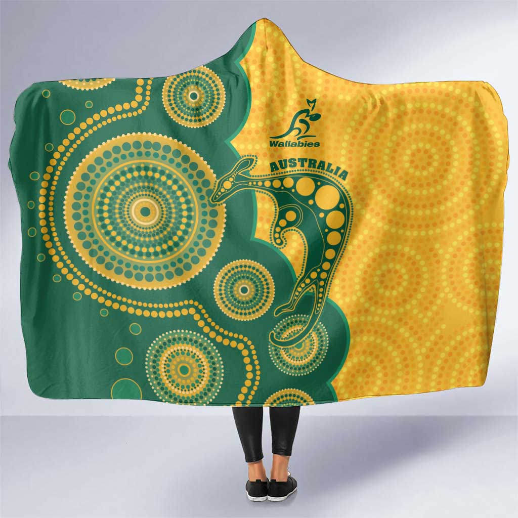 Australia Rugby Hooded Blanket Go Wallabies Aboriginal Style