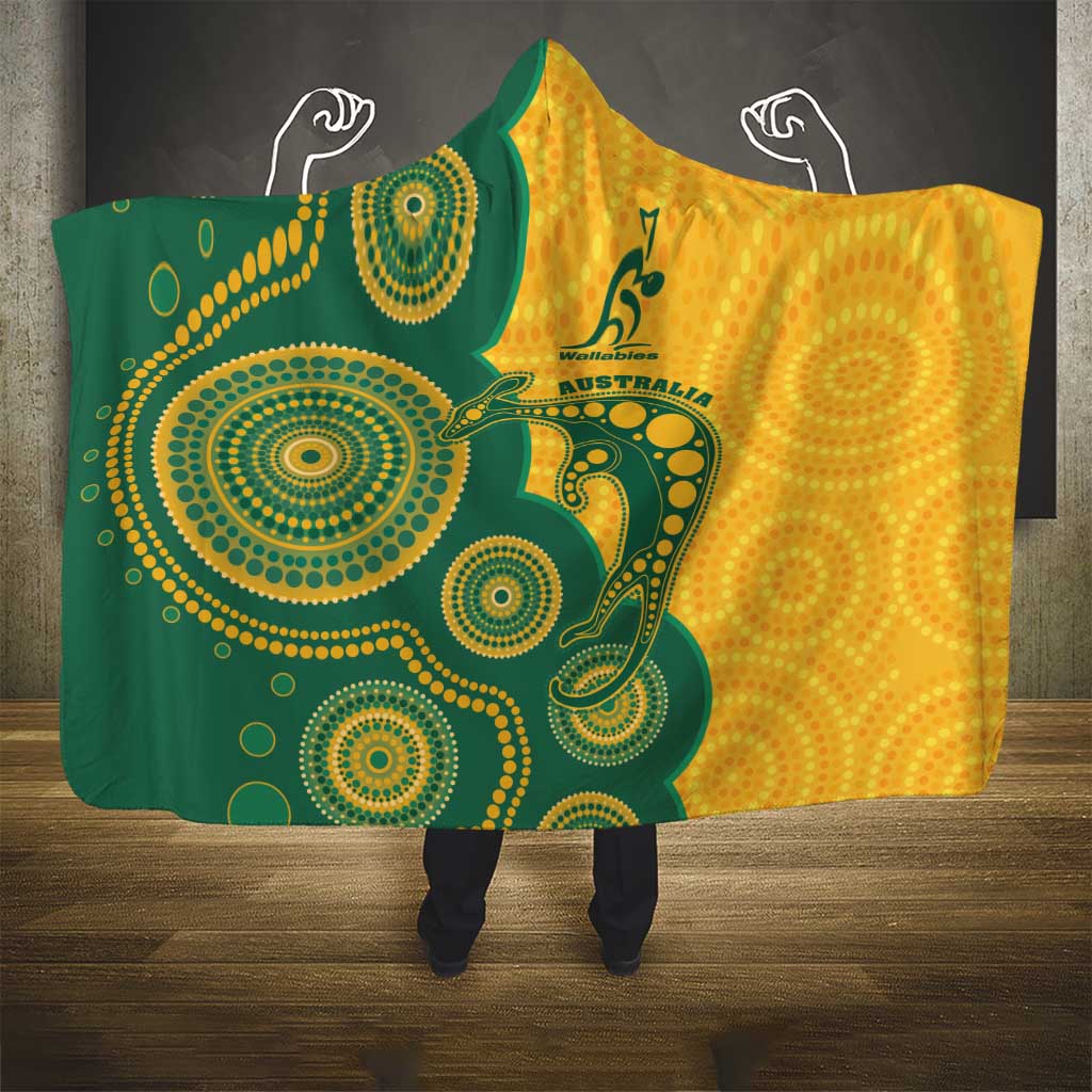 Australia Rugby Hooded Blanket Go Wallabies Aboriginal Style