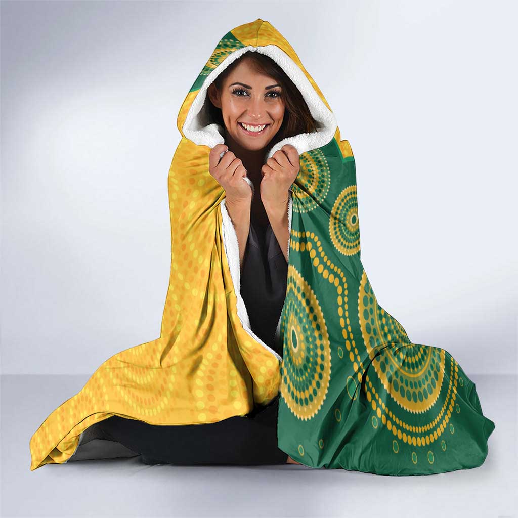 Australia Rugby Hooded Blanket Go Wallabies Aboriginal Style