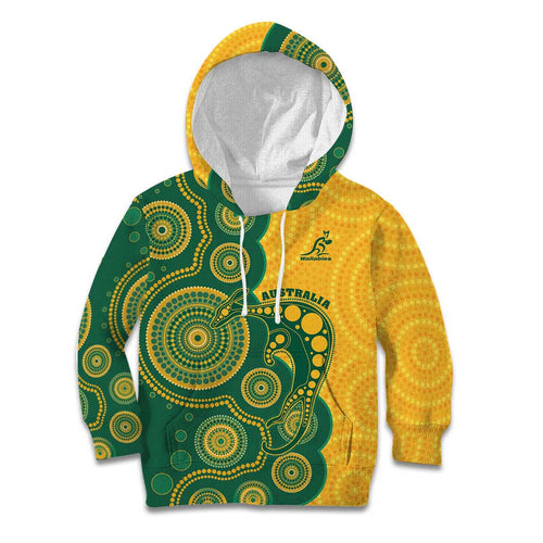 Australia Rugby Custom Kid Hoodie Go Wallabies Aboriginal Style
