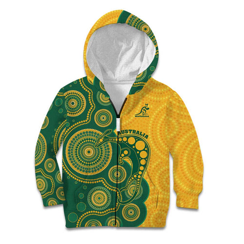Australia Rugby Custom Kid Hoodie Go Wallabies Aboriginal Style