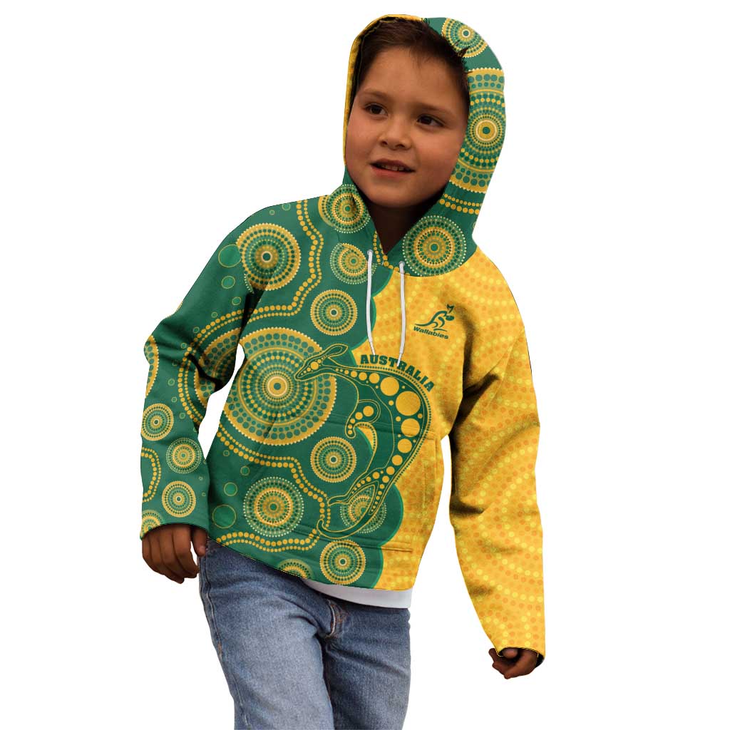 Australia Rugby Custom Kid Hoodie Go Wallabies Aboriginal Style