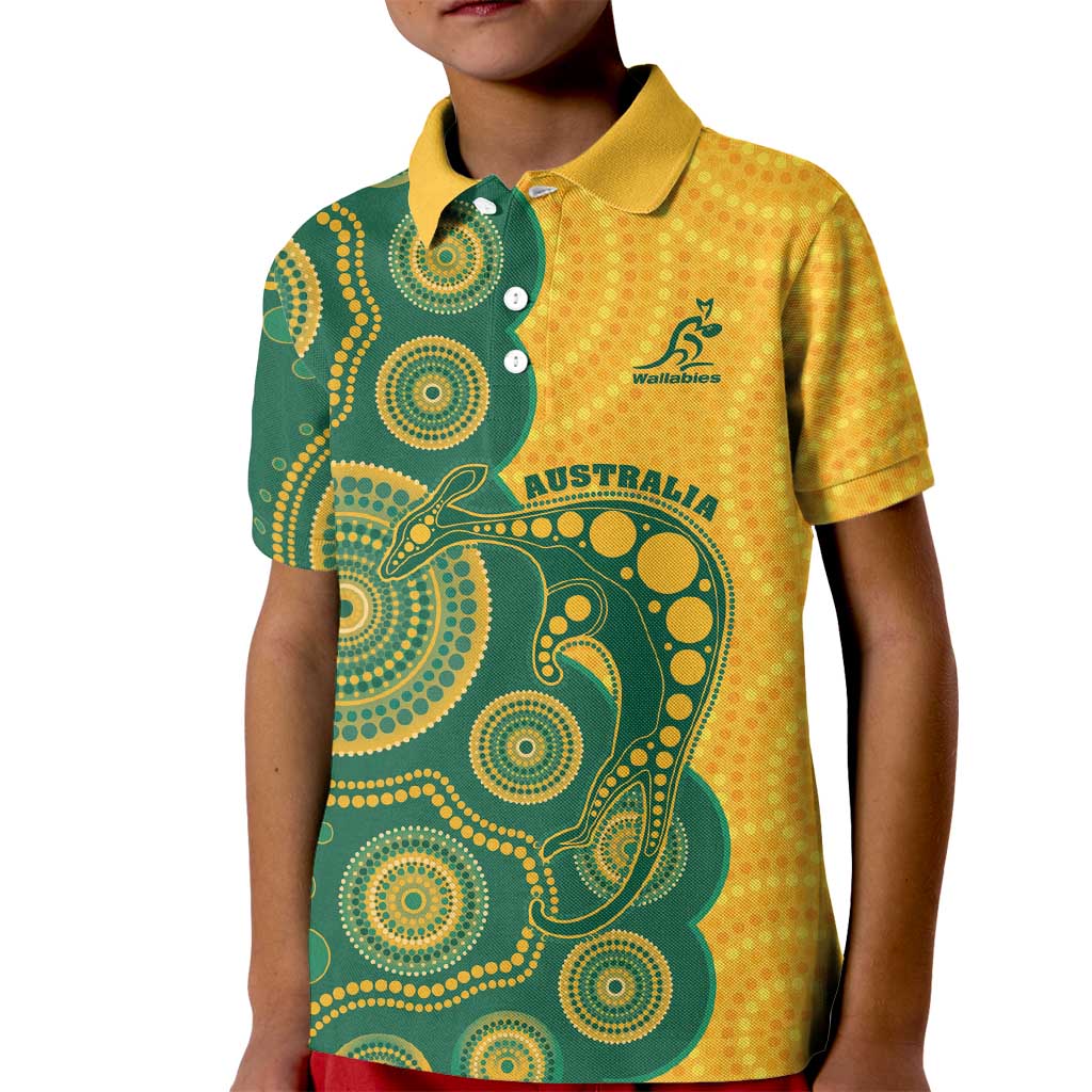 Australia Rugby Custom Kid Polo Shirt Go Wallabies Aboriginal Style