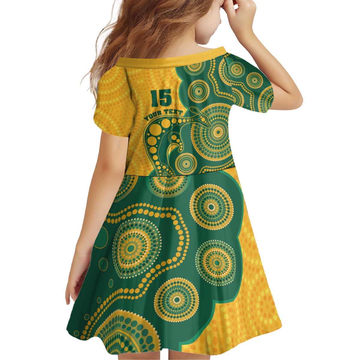 Australia Rugby Custom Kid Short Sleeve Dress Go Wallabies Aboriginal Style