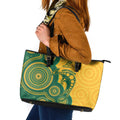 Australia Rugby Leather Tote Bag Go Wallabies Aboriginal Style