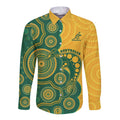 Australia Rugby Custom Long Sleeve Button Shirt Go Wallabies Aboriginal Style