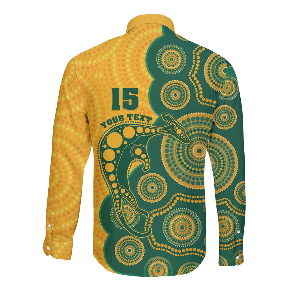Australia Rugby Custom Long Sleeve Button Shirt Go Wallabies Aboriginal Style
