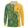 Australia Rugby Custom Long Sleeve Polo Shirt Go Wallabies Aboriginal Style