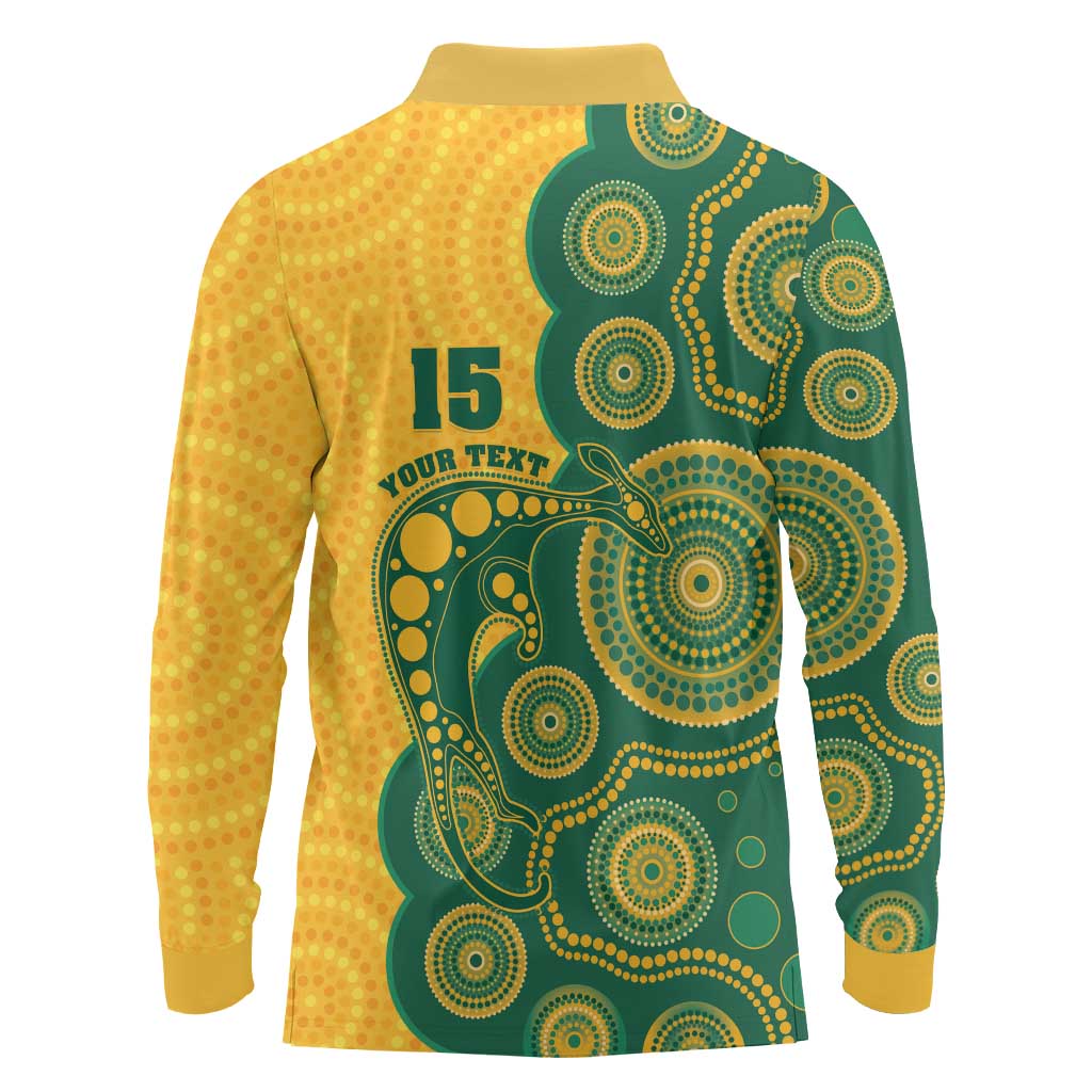 Australia Rugby Custom Long Sleeve Polo Shirt Go Wallabies Aboriginal Style
