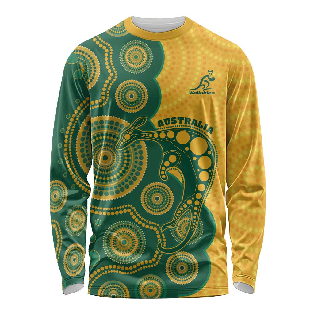 Australia Rugby Custom Long Sleeve Shirt Go Wallabies Aboriginal Style