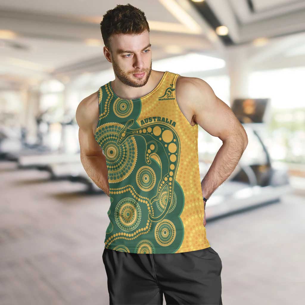Australia Rugby Custom Men Tank Top Go Wallabies Aboriginal Style