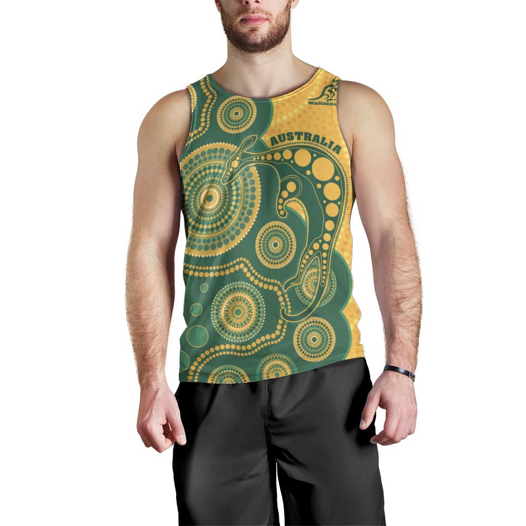 Australia Rugby Custom Men Tank Top Go Wallabies Aboriginal Style